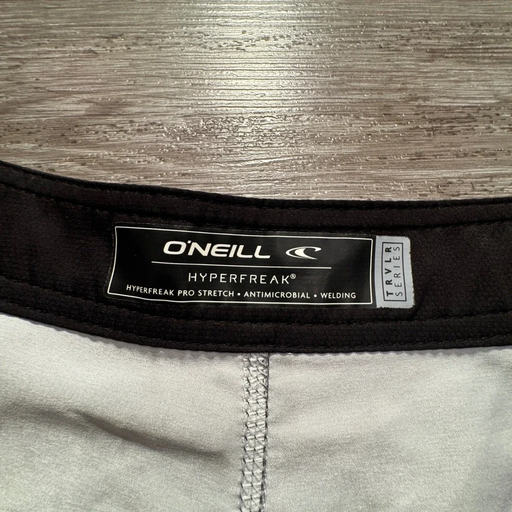 O'Neill Board Shorts Mens 29 Gray White Polyester Hyperfreak Summer Surf Beach